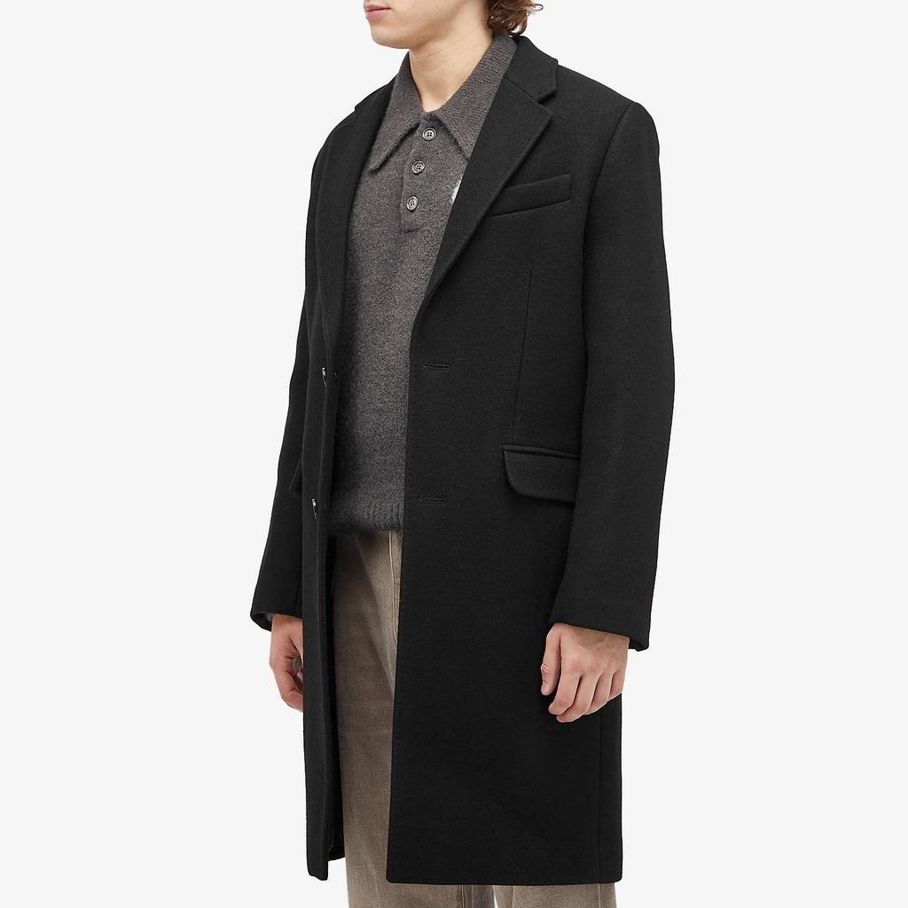 AMI Paris Men's Two Button Overcoat Black
